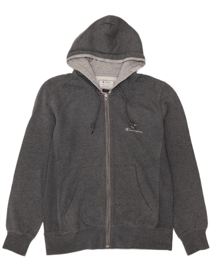 CHAMPION Maglione con cappuccio e zip Heritage da uomo in cotone grigio medio
