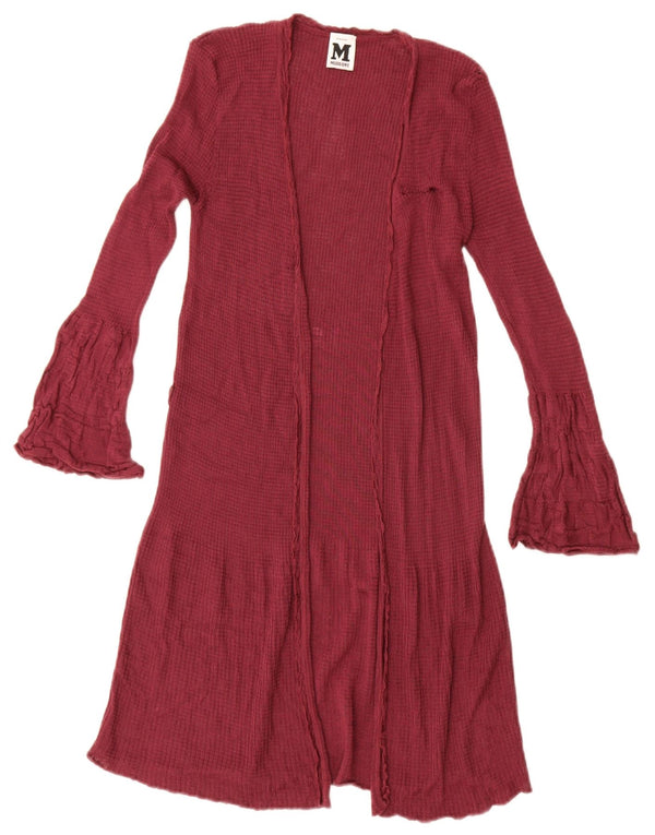 Missoni Maglione cardigan aperto lungo da donna UK 10 piccolo lana bordeaux
