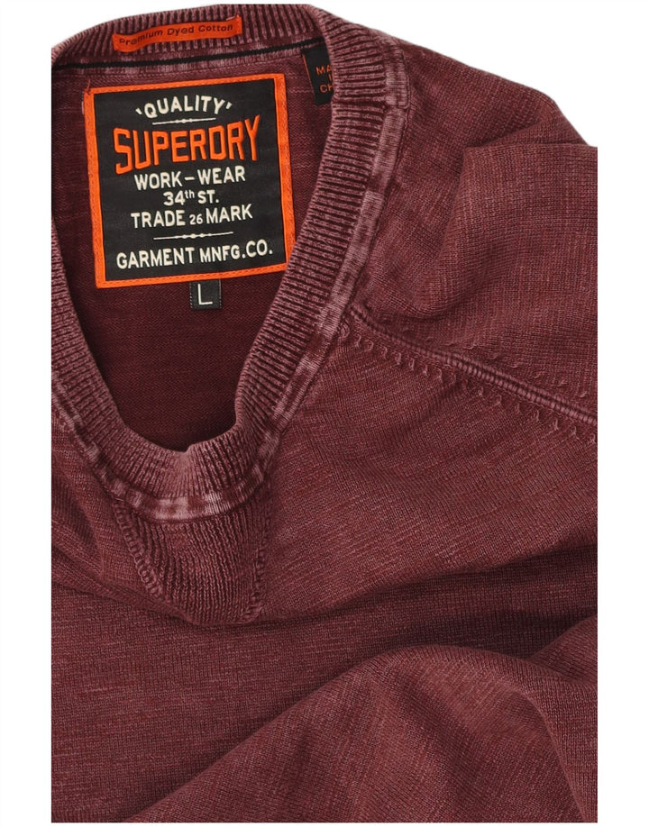 Felpa da uomo Superdry Maglione grande in cotone bordeaux