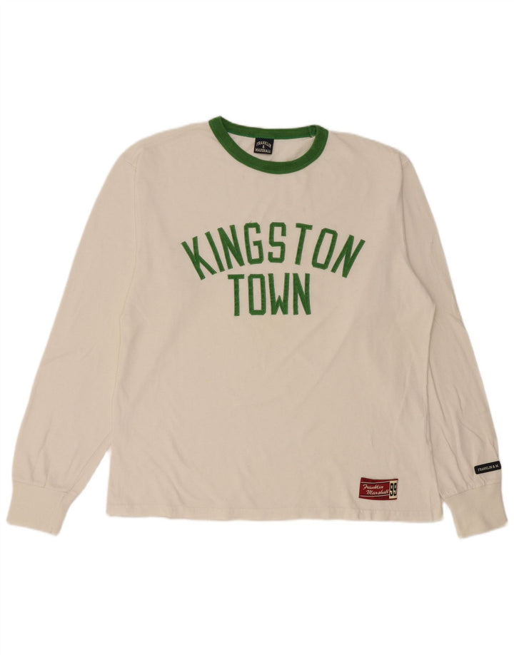 Franklin & Marshall Top grafico da uomo a maniche lunghe in cotone bianco grande