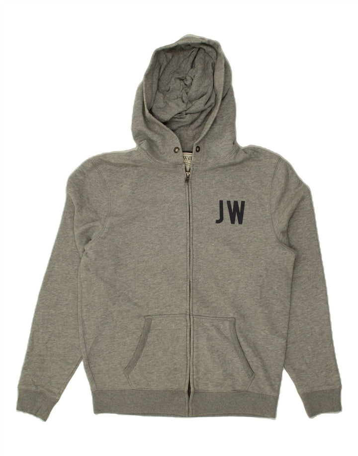 JACK WILLS Mens Graphic Zip Hoodie Sweater Medium Grey Cotton Vintage Jack Wills and Second-Hand Jack Wills from Messina Hembry 