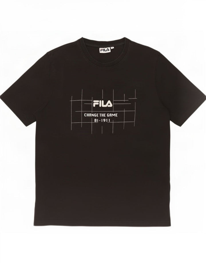T-shirt grafica da uomo Fila Top in cotone nero medio