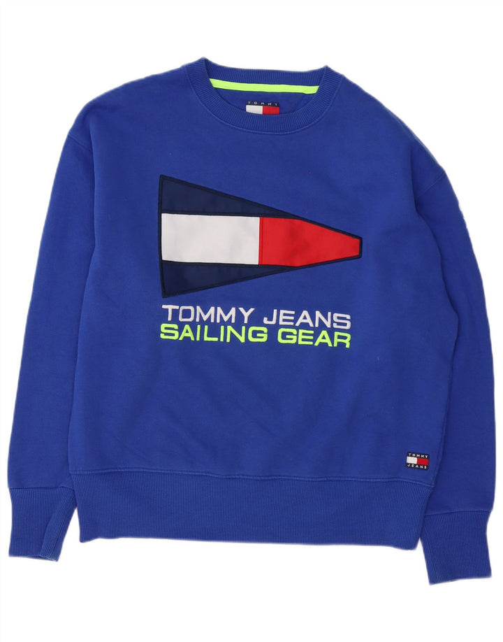 Tommy Hilfiger Uomo Felpa grafica Maglione Grande Cotone Blu