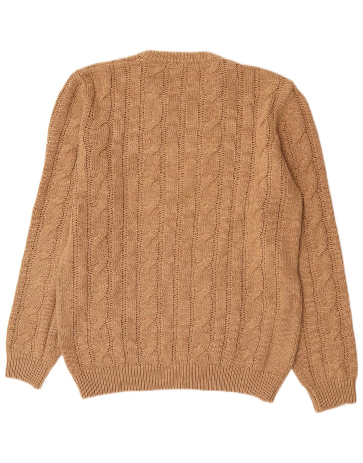Maglione maglione girocollo da uomo vintage in acrilico marrone medio