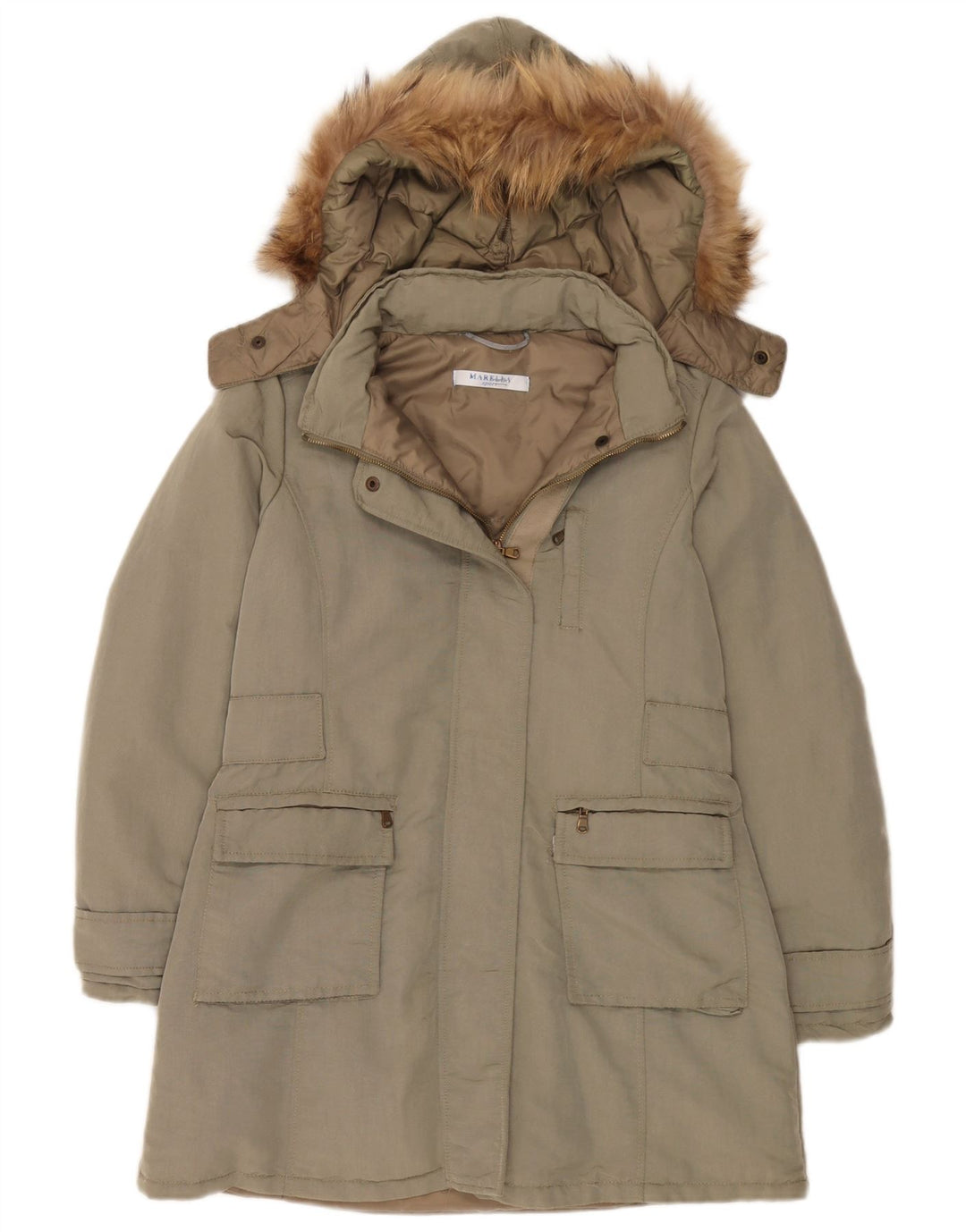 Cappotto imbottito oversize con cappuccio da donna Marella UK 8 Small Khaki Poliammide