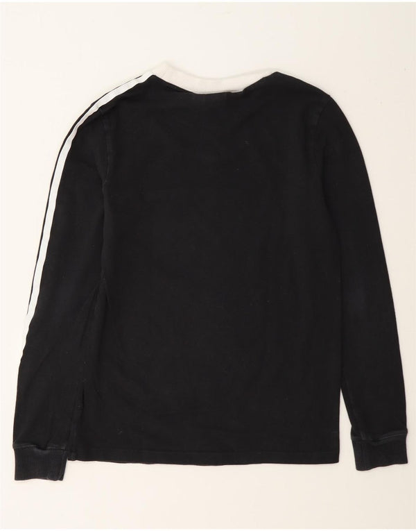 Top Adidas da donna a maniche lunghe UK 6 XS nero in cotone color block