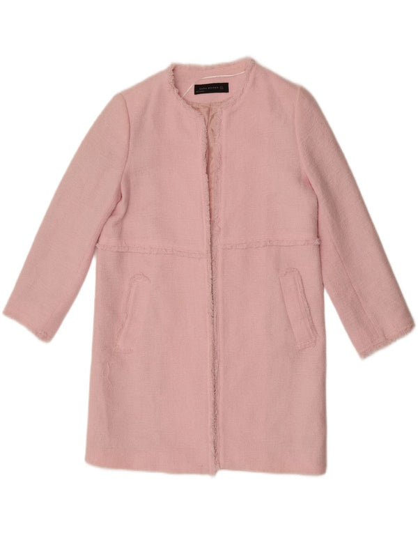 Zara Womens Open Overcoat UK 10 Small Pink Cotton