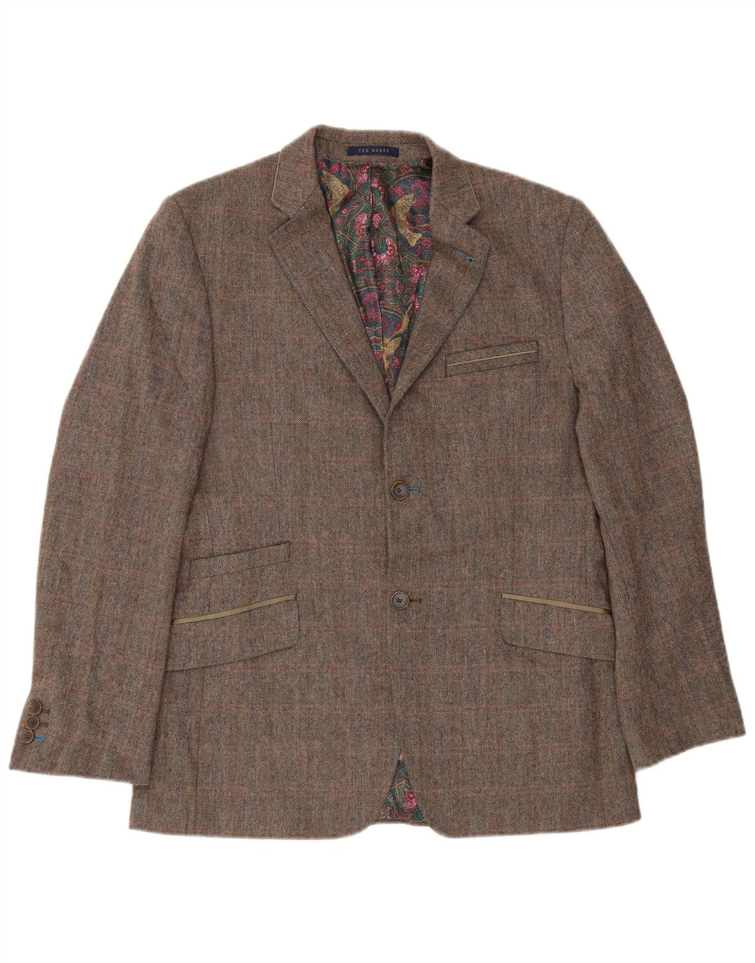 Giacca blazer da uomo dalla vestibilità regolare Ted Baker UK 40 Large Brown Herringbone
