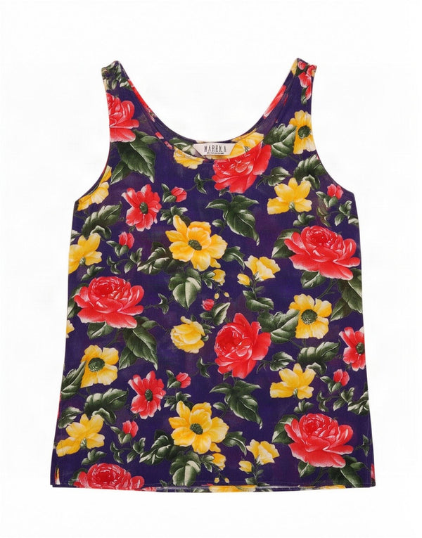 Camicetta senza maniche da donna Marella Top UK 14 Medio Blu Navy Floreale