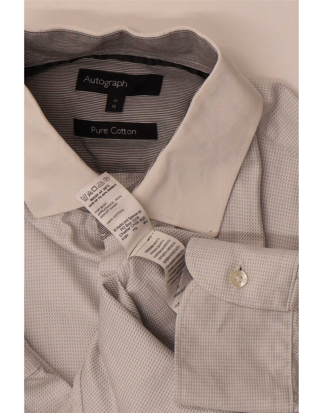 Camicia autografa da uomo Marks & Spencer taglia 41 cotone grigio medio