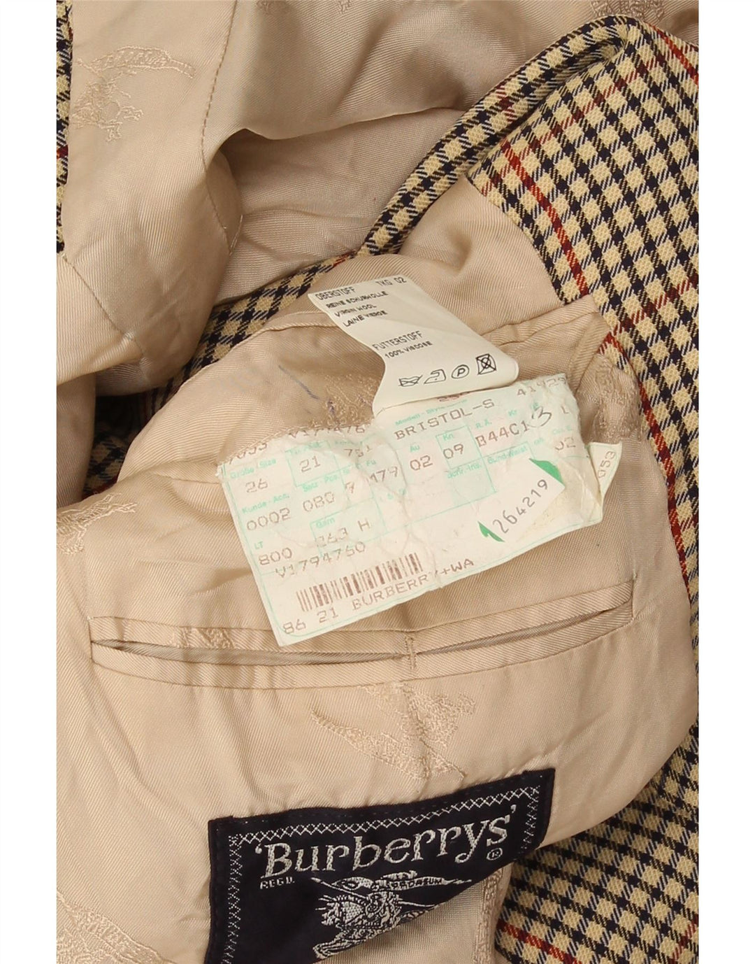 Giacca blazer da uomo a 2 bottoni Burberrys UK 38 pied de poule beige medio