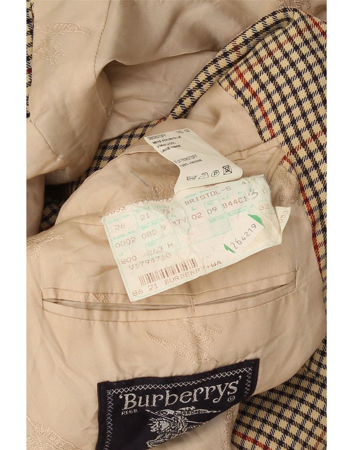 Giacca blazer da uomo a 2 bottoni Burberrys UK 38 pied de poule beige medio