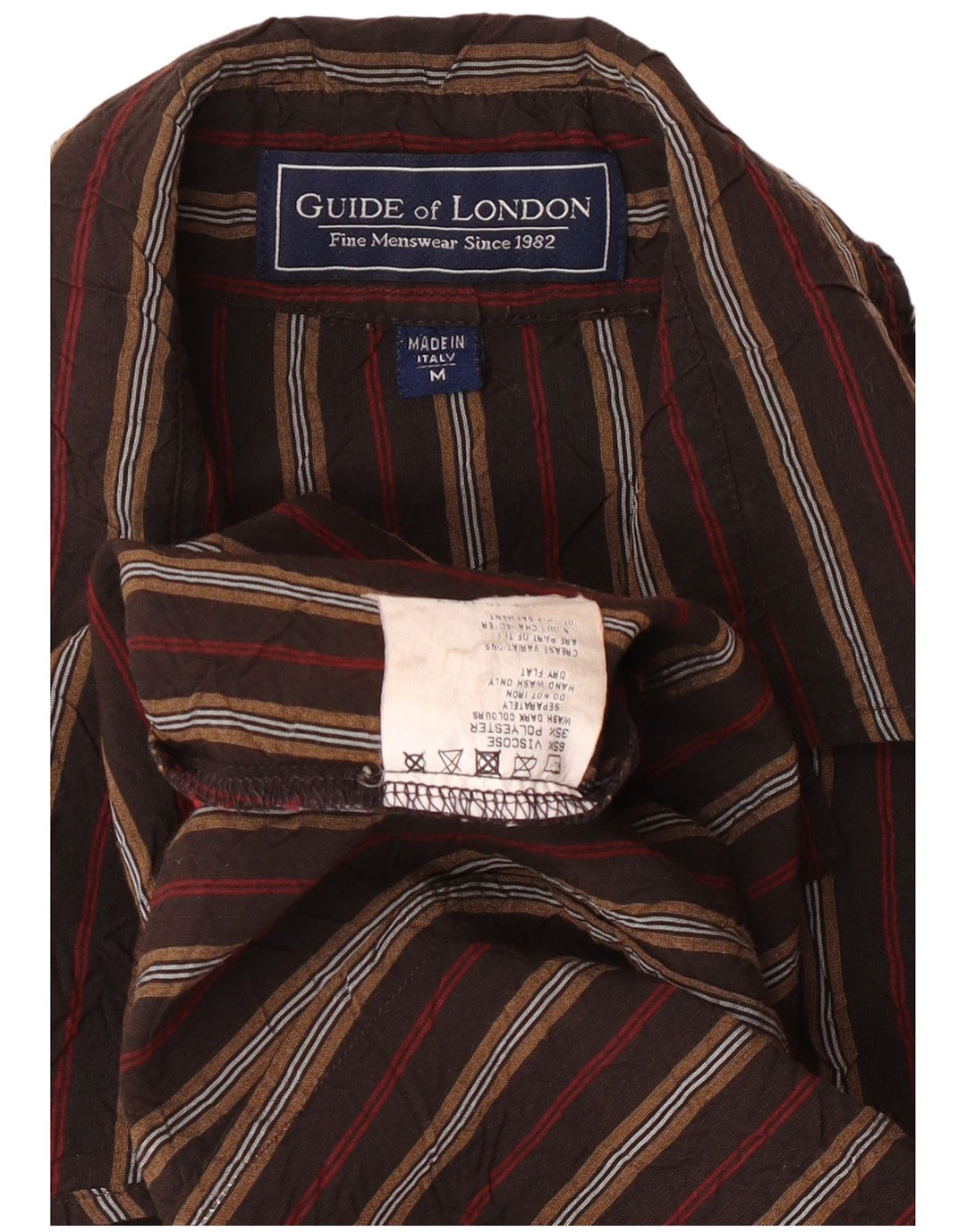 GUIDE LONDON Camicia Uomo in Viscosa Rigata Marrone Medio