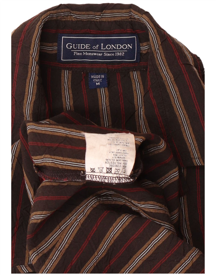 GUIDE LONDON Camicia Uomo in Viscosa Rigata Marrone Medio