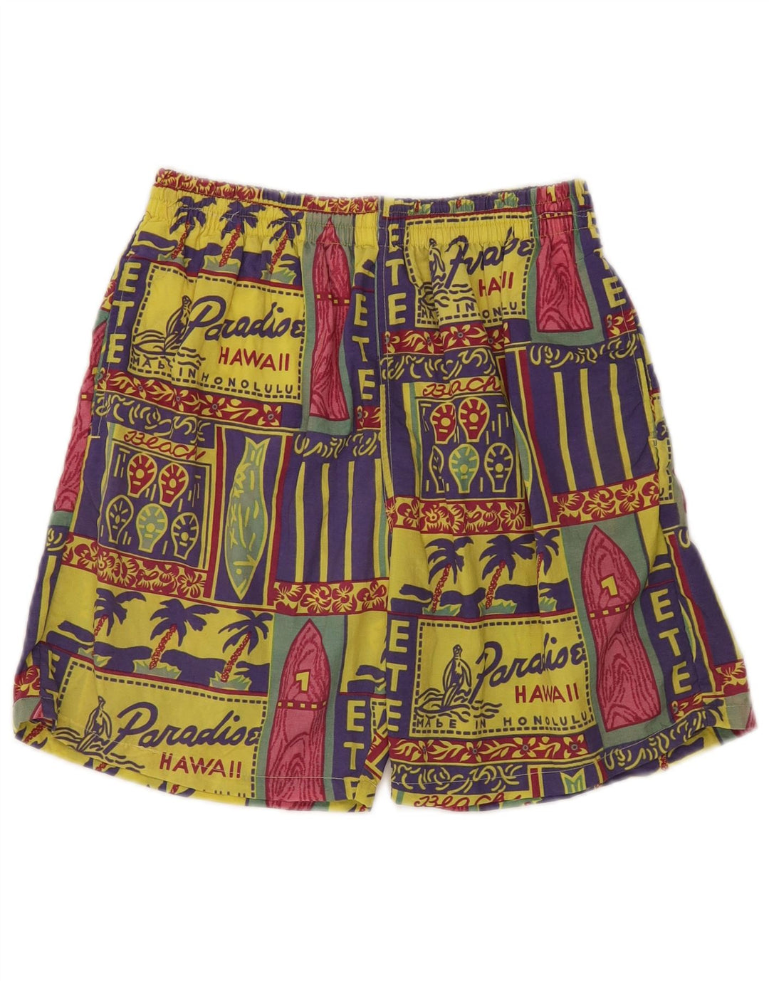 Pantaloncini sportivi grafici da uomo di Sinful, grande patchwork hawaiano multicolore
