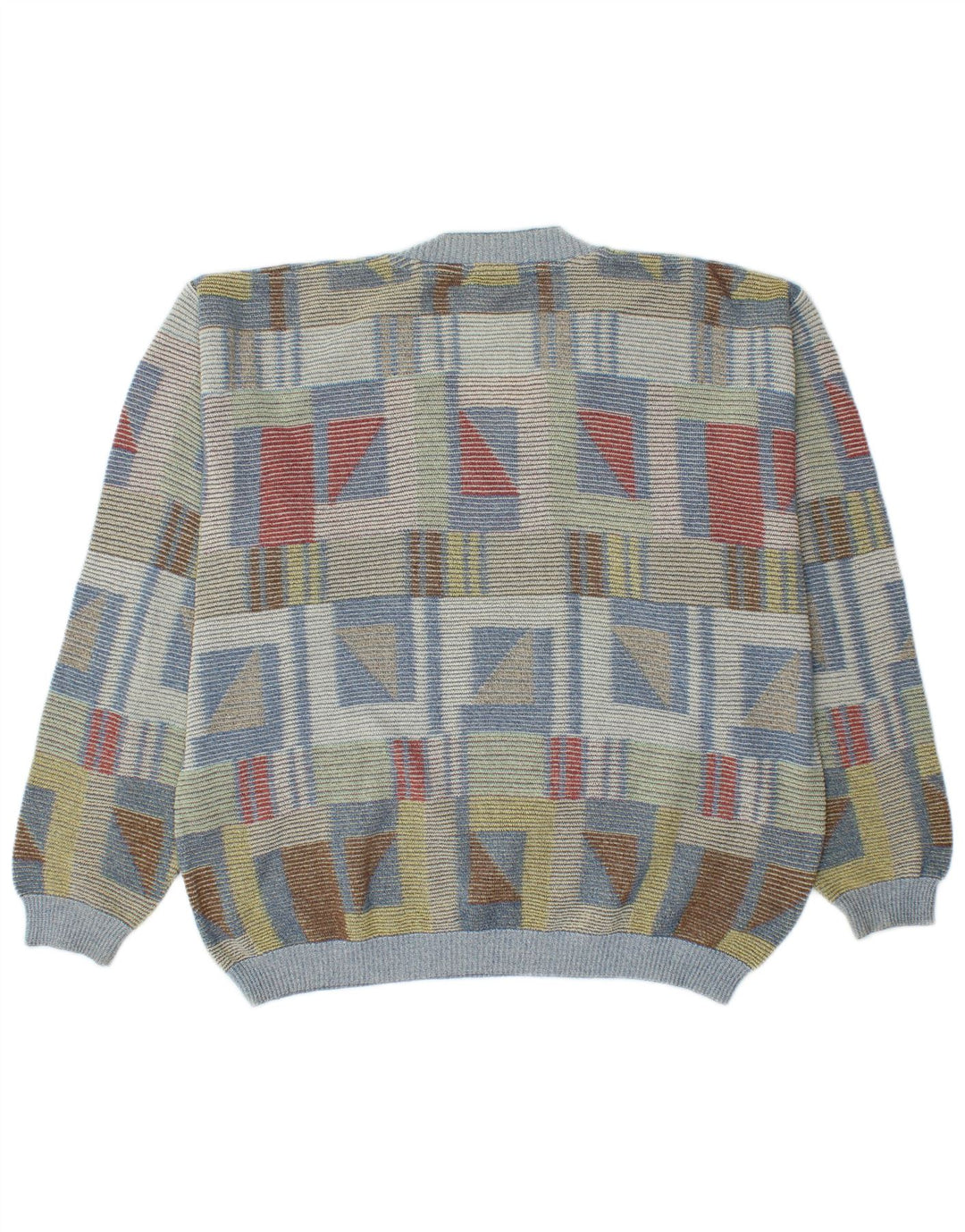Maglione da uomo con scollo a V VINTAGE IT 52 Grande geometrico multicolore