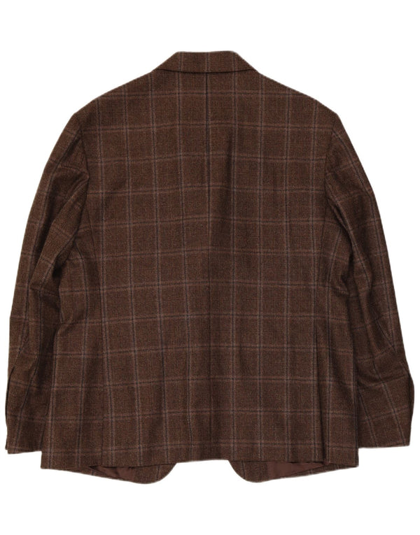 Giacca blazer vintage da uomo a 3 bottoni UK 38 a quadri marrone medio