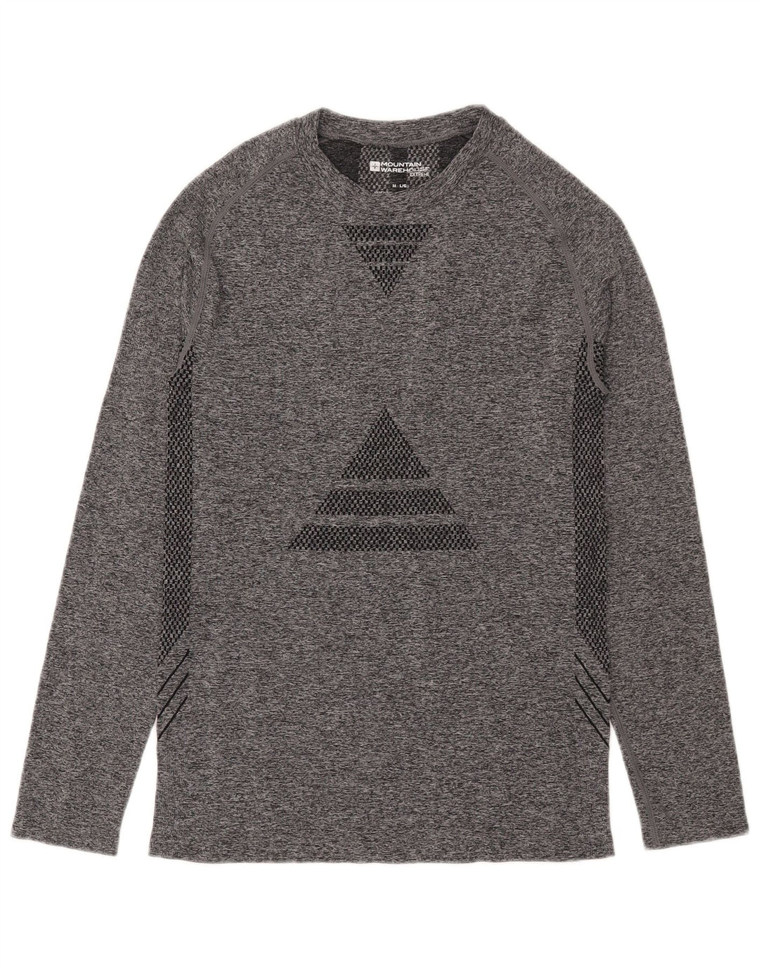 Mountain Warehouse Top da uomo a maniche lunghe in poliammide geometrica grigio medio