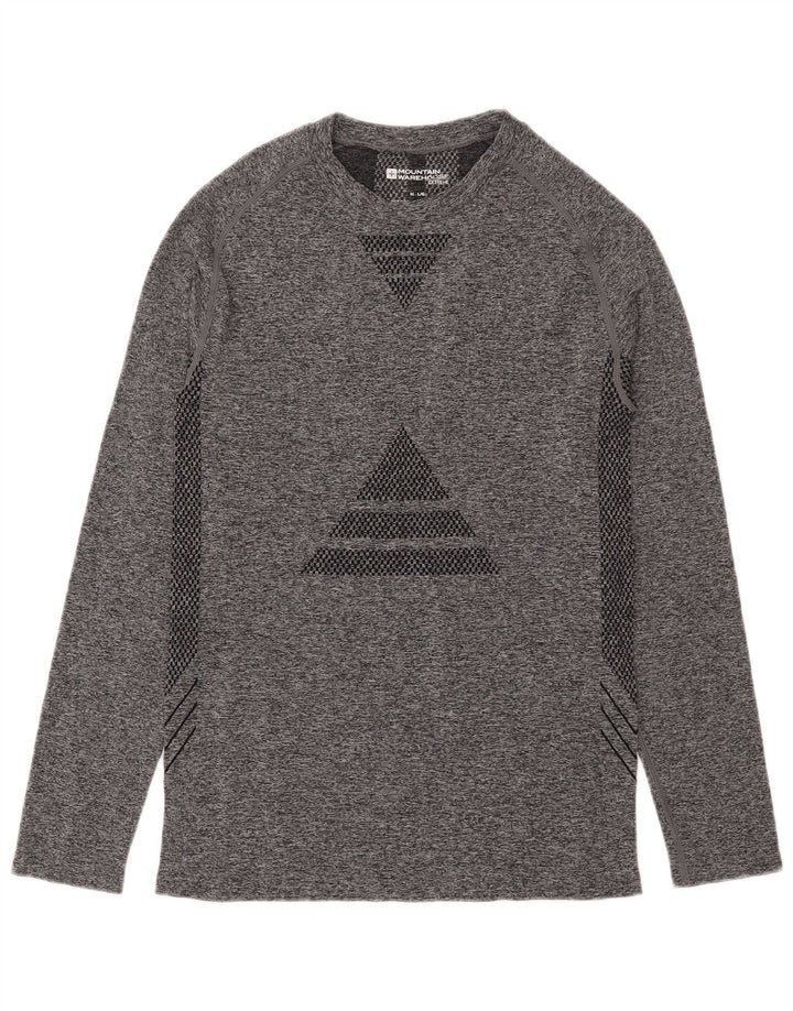 Mountain Warehouse Top da uomo a maniche lunghe in poliammide geometrica grigio medio