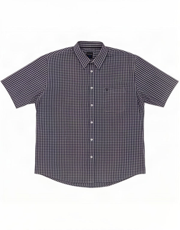 Camicia a maniche corte da uomo James Pringle XL in poliestere a quadri blu navy