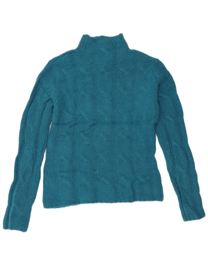 EDDIE BAUER Maglione da donna con collo alto e maglione UK 14 Lana d'agnello blu medio