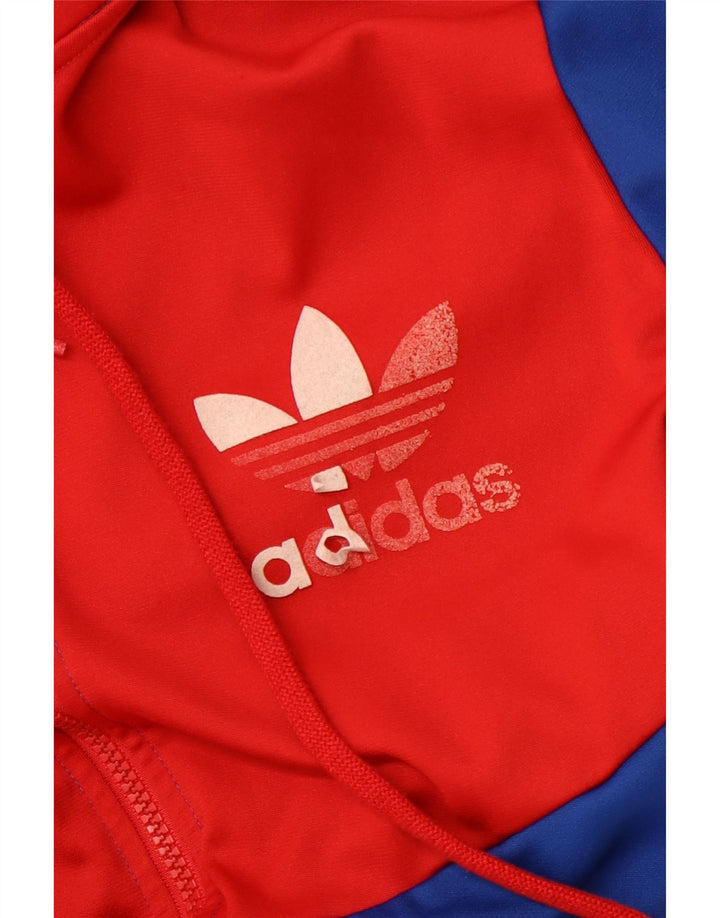 Maglione con cappuccio e zip grafica da uomo ADIDAS grande in poliestere color block blu