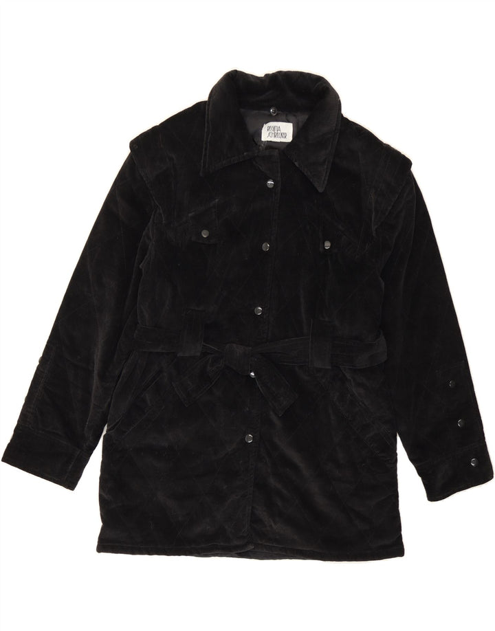 REGINA SCHRECKER Womens Corduroy Coat UK 12 Medium Black Cotton Vintage Regina Schrecker and Second-Hand Regina Schrecker from Messina Hembry 