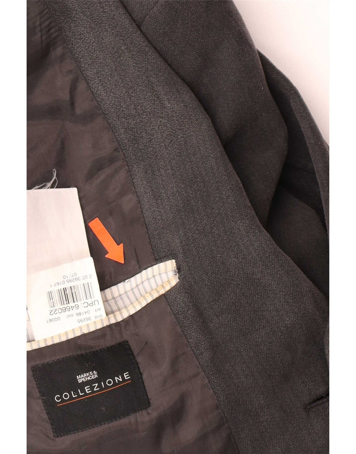 Giacca blazer a 2 bottoni da uomo Marks & Spencer UK 40 grigio medio a spina di pesce