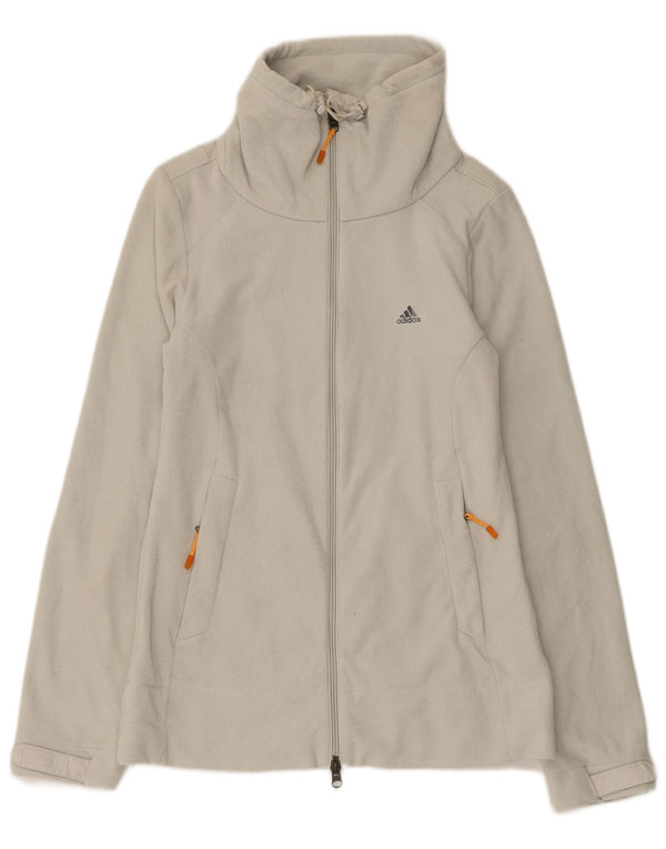 Giacca in pile da donna Adidas UK 12 Poliestere a righe grigio medio