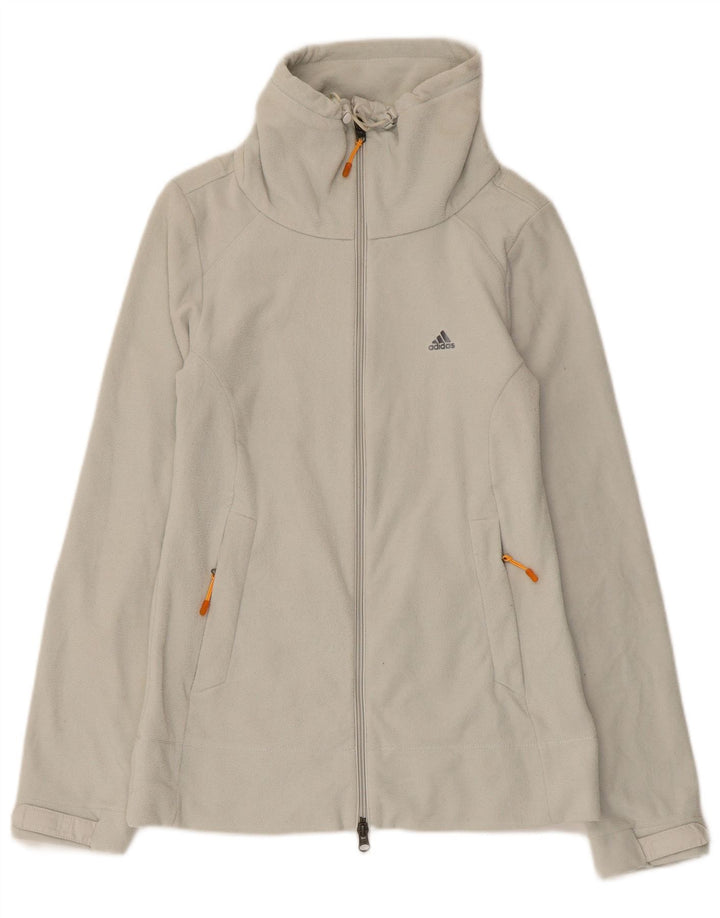 Giacca in pile da donna Adidas UK 12 Poliestere a righe grigio medio