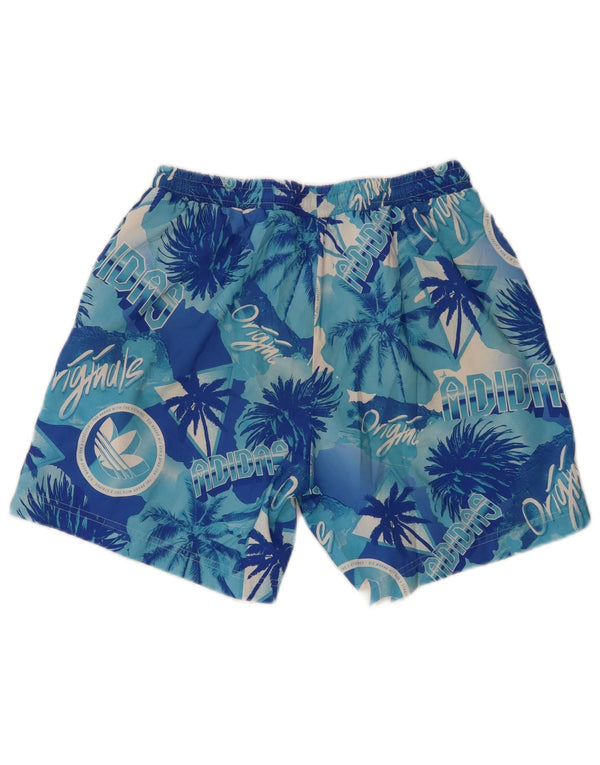 Pantaloncini da bagno grafici da uomo Adidas piccoli blu poliestere hawaiano