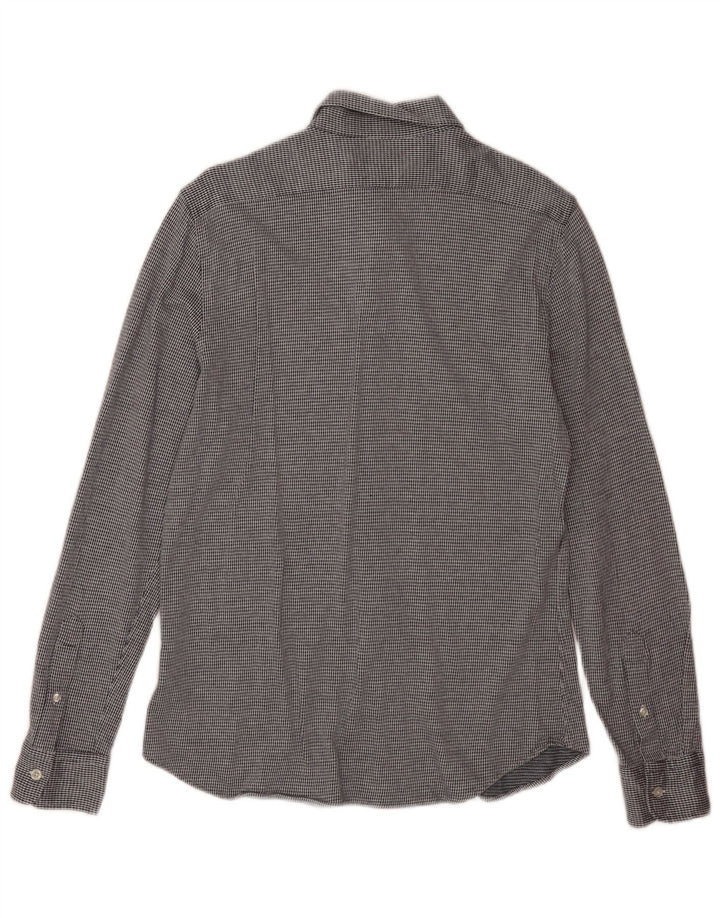 Camicia Uomo Benetton Cotone Pied De Poule Grigio Medio