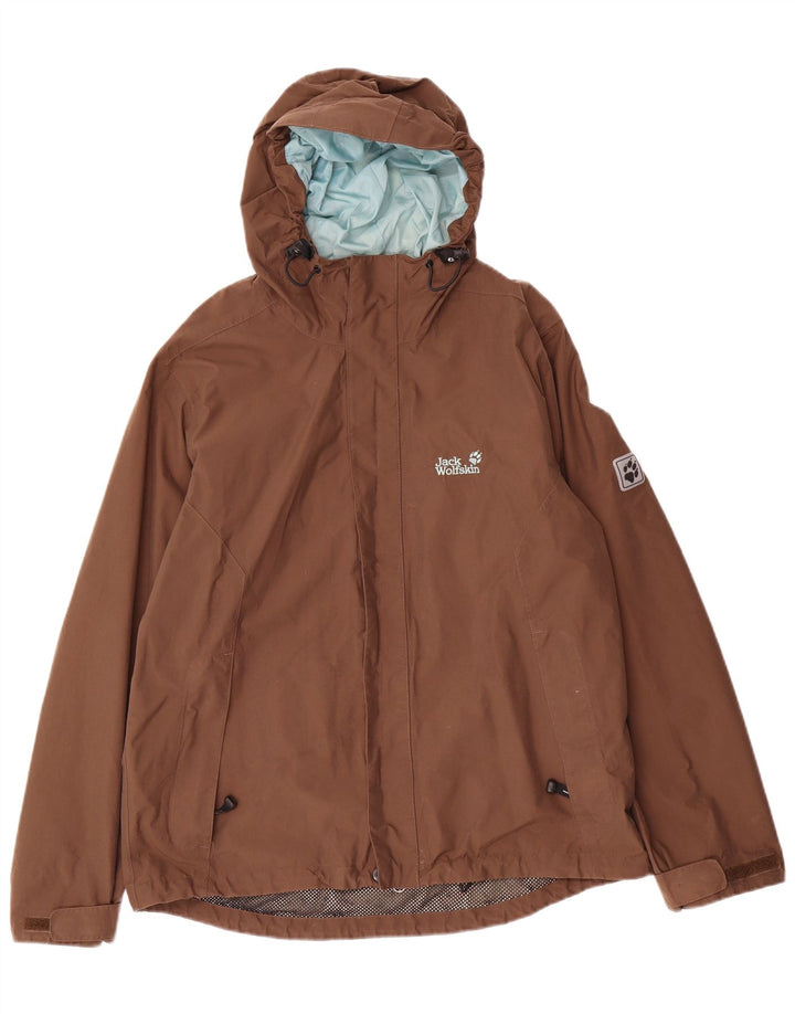Giacca antipioggia con cappuccio da uomo Jack Wolfskin UK 36/38 Poliammide marrone medio
