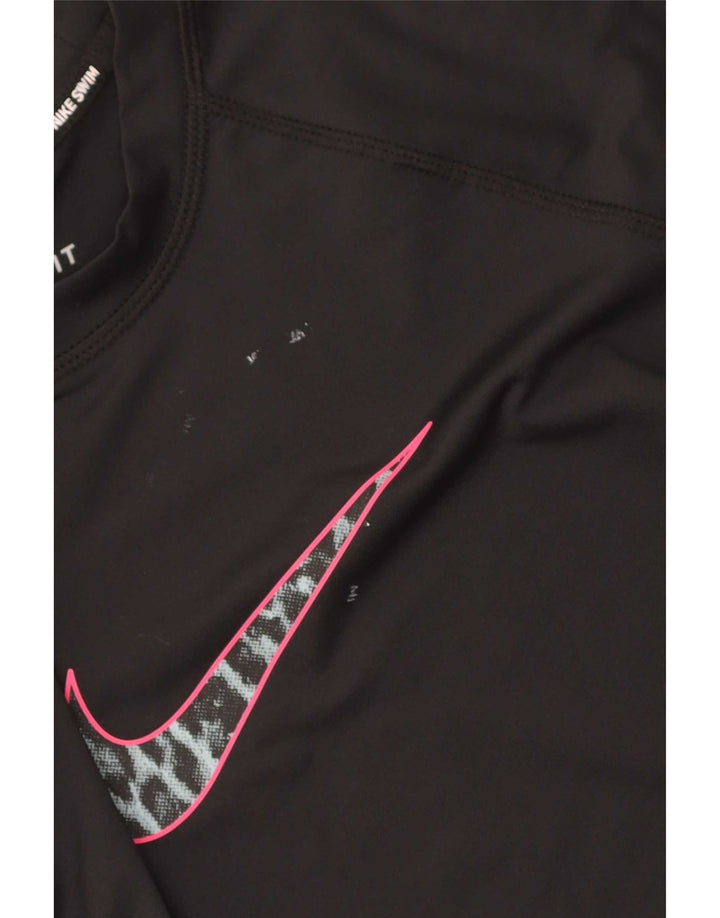 T-shirt grafica da donna Nike Dri Fit Top UK 12 medio nero poliestere