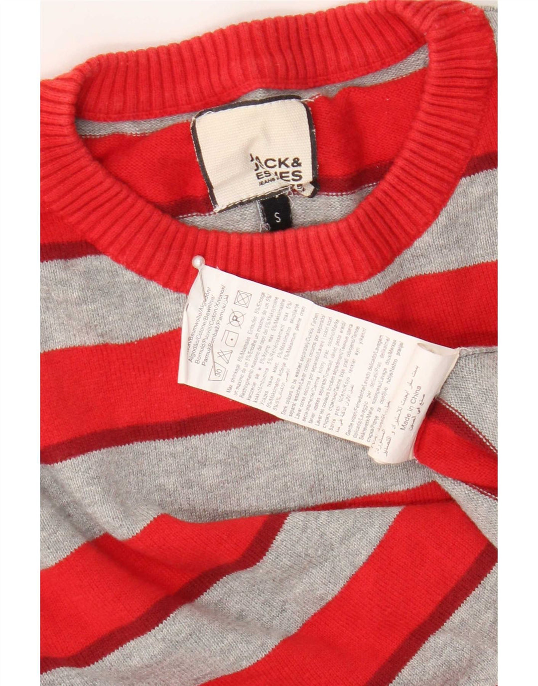 Jack & Jones Maglione da uomo girocollo vestibilità regolare piccolo rosso a righe
