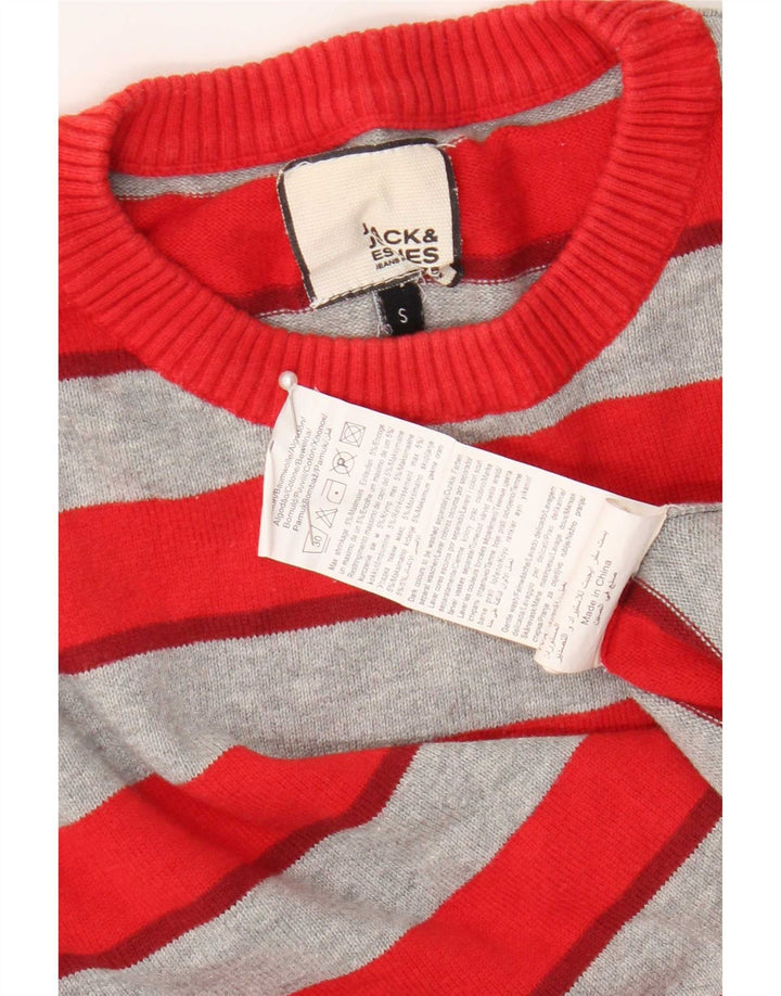 Jack & Jones Maglione da uomo girocollo vestibilità regolare piccolo rosso a righe