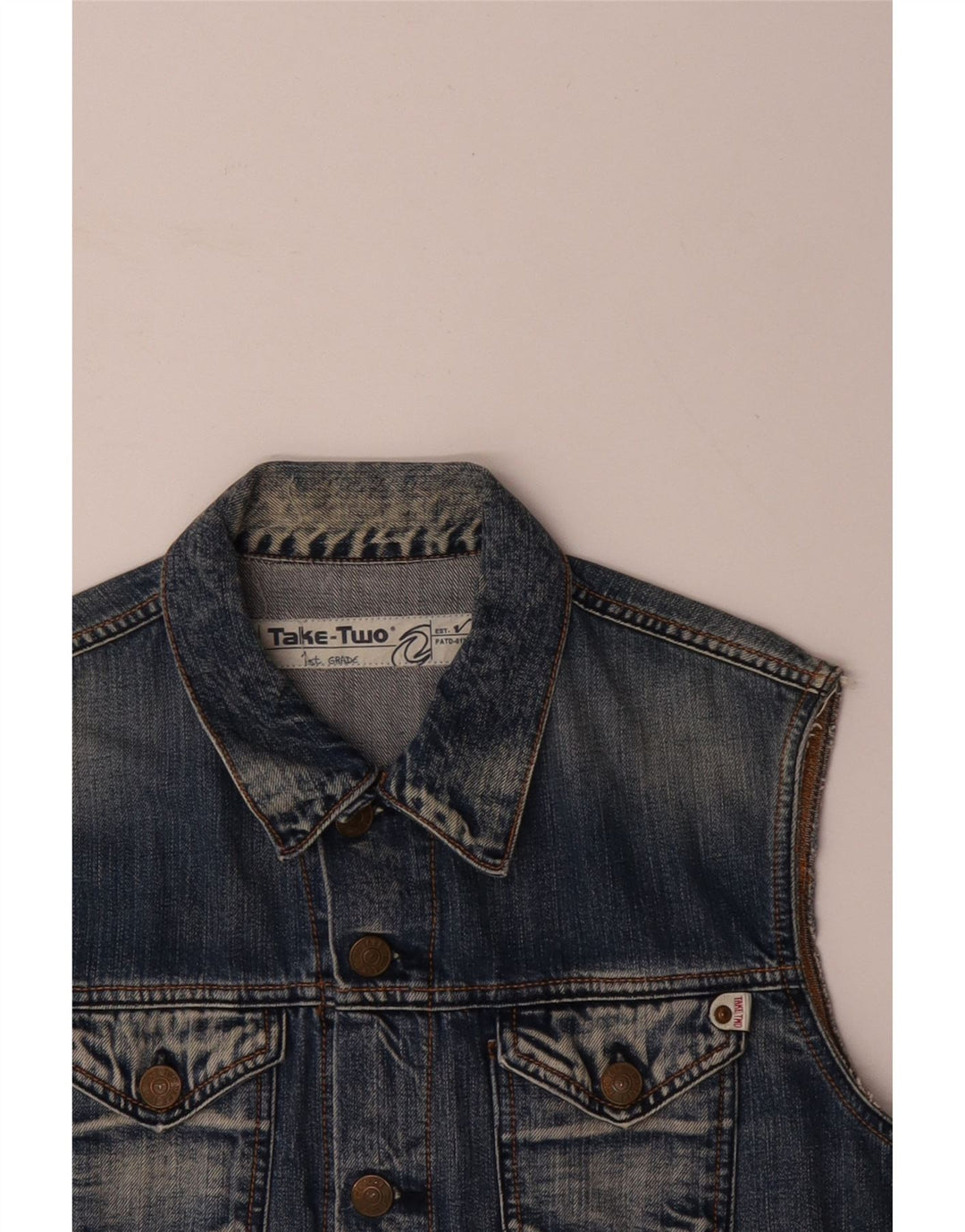 TAKE TWO Gilet in denim per ragazzi 13-14 anni XL cotone blu