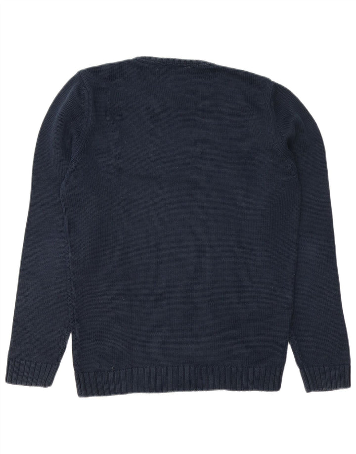 Maglione ZARA da uomo girocollo in cotone blu navy medio