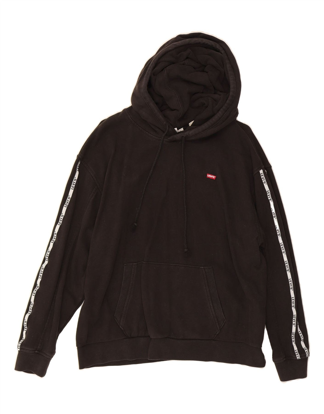 LEVI'S Womens Graphic Hoodie Jumper UK 14 Medium Black Cotton Vintage Levi's and Second-Hand Levi's from Messina Hembry 