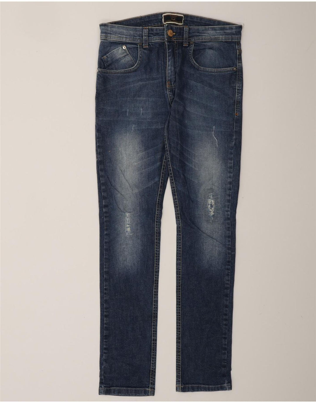 Jeans slim invecchiati ZARA da uomo EU 38 Small W30 L32 Blu