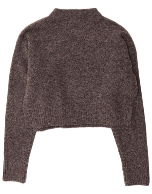 Maglione corto con collo alto da donna Zara UK 14 Acrilico grigio medio
