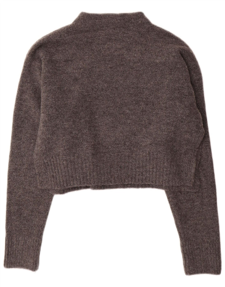 Maglione corto con collo alto da donna Zara UK 14 Acrilico grigio medio