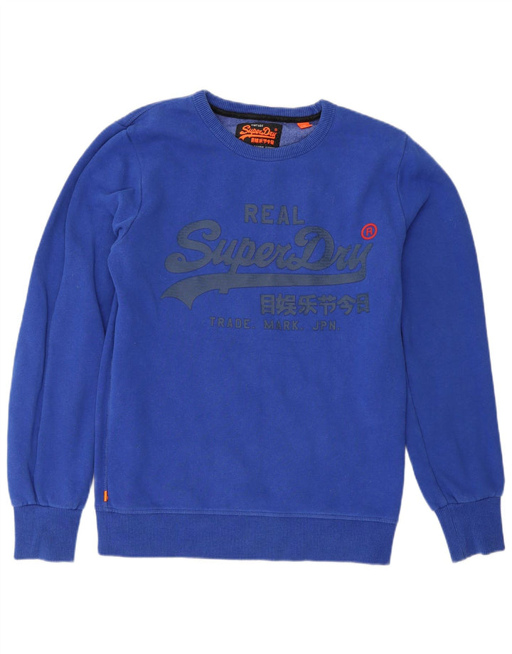 Felpa grafica da uomo Superdry in cotone blu medio