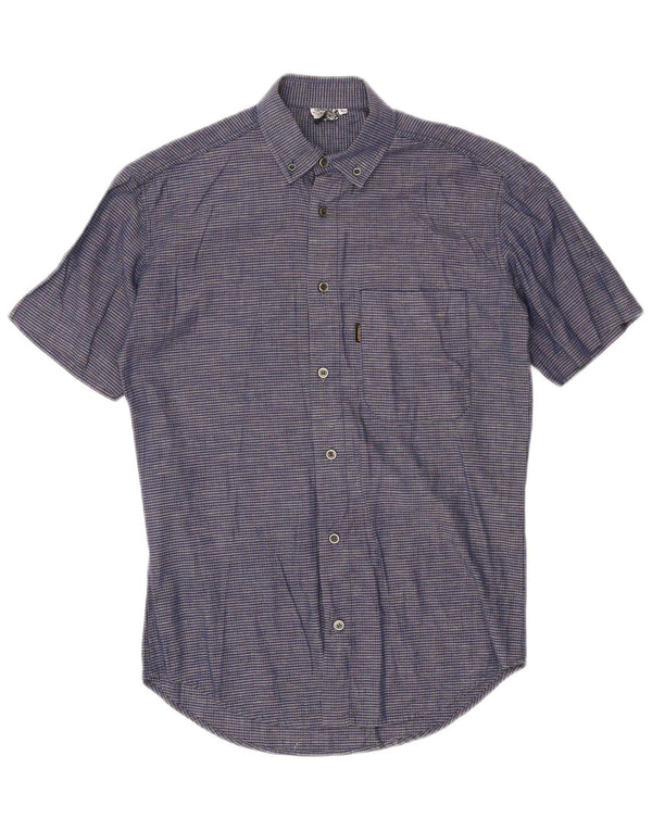 Camicia a maniche corte da uomo Carrera in cotone a quadri blu navy medio