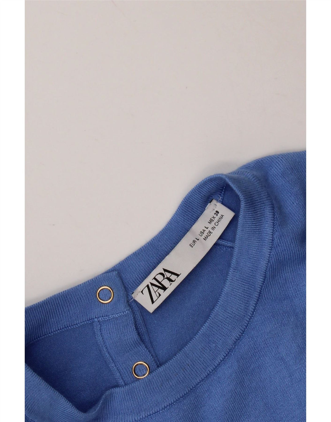 Maglione ZARA da donna girocollo a maniche corte UK 14 grande blu