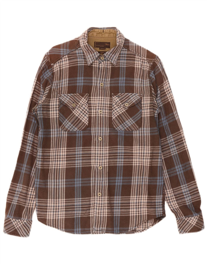 Camicia in flanella slim fit da uomo Marlboro Classics Marrone medio