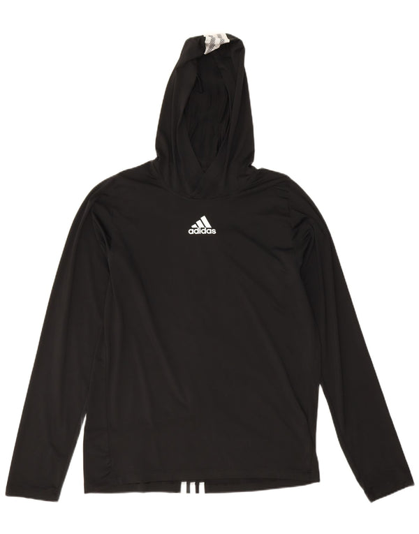 Adidas Primegreen da donna con cappuccio top manica lunga UK 10 piccolo poliestere nero