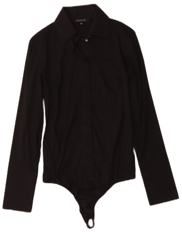Patrizia Pepe Womens Shirt Bodysuit IT 40 Small Black Cotton