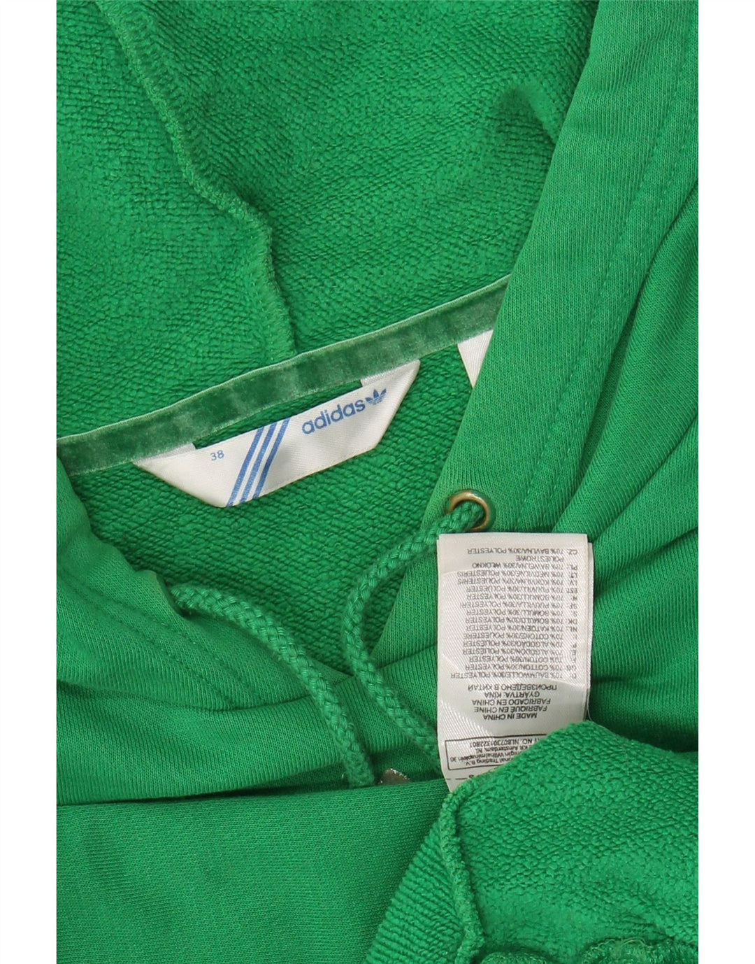 Maglione con cappuccio grafico corto da donna ADIDAS EU 38 cotone verde medio