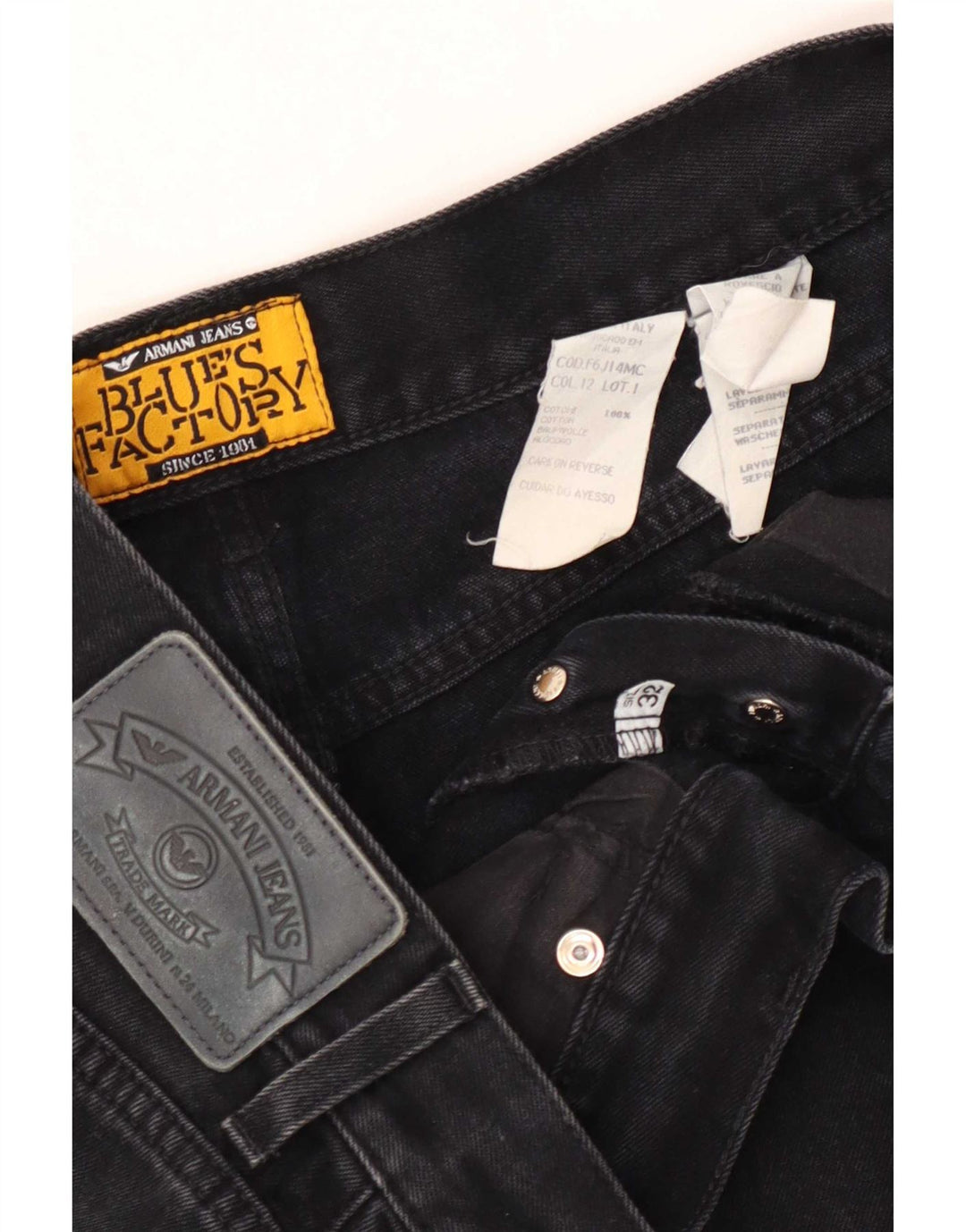 Jeans dritti da uomo Armani W32 L33 cotone nero